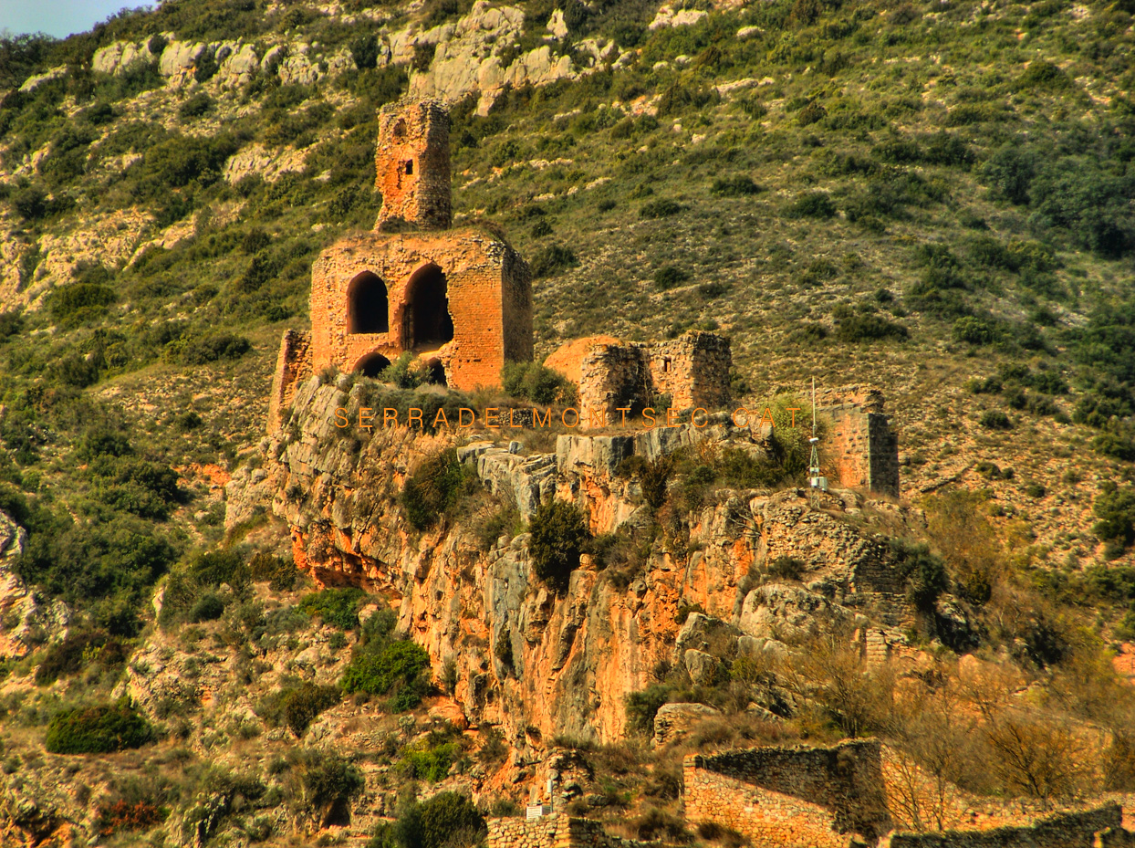 Castell d'Alòs de Balaguer (també dit de la Mare de Déu de la Torre, i també 'La Carlana'). Alòs de Balaguer, La Noguera. Lleida, Catalunya. Montsec de Rúbies (o de Meià).