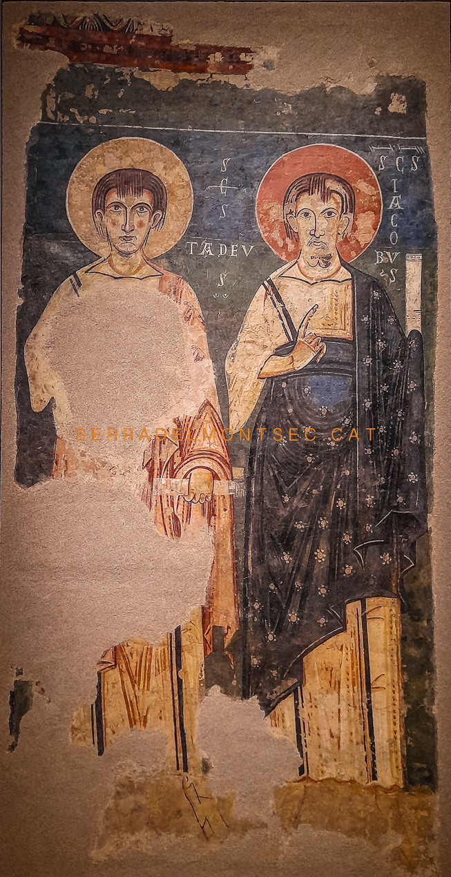 Apòstols d'Àger: Tadeu i Jaume. Finals del segle XI - inicis del segle XII. Actualment al Museu Nacional d'Art de Catalunya (MNAC).