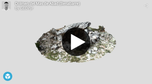Reproducció en 3D del Dolmen de Mas d'Abad. Benavarri, Ribagorça. Montsec de l'Estall. Osca, Aragó.